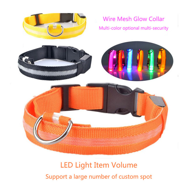 Wholesale Pet Supplies Stock Now LED Mesh Luminous Flashing Collar USB Rechargeable Nylon Pet Collar