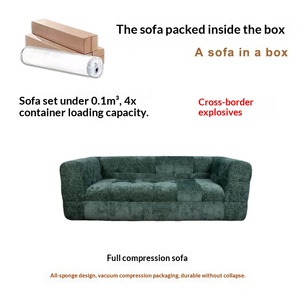 Sofá Marshmallow de Dos Plazas sin Marco, Moderno y Sencillo, de Tela Chenille, Esponja Moldeada, Envasado al Vacío en Rollo, para el Hogar - Product Image 2