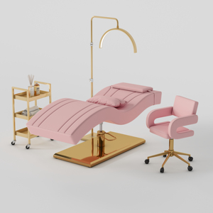 เตียงนวดสแตนเลสหุ้มกำมะหยี่ใหม่จากโรงงาน DM ขายส่ง เตียงต่อขนตาสีดำ เตียงสปาหน้า - Product Image 5