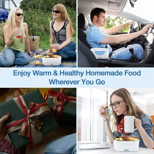 Boîte à lunch chauffante électrique portable en acier inoxydable, chauffe-aliments 110V 220V pour la maison et la voiture - Product Image 5