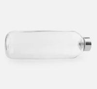 Bouteilles d'eau en verre de forme ronde de haute qualité de 1000ml 1 litre avec logo personnalisé avec couvercle en acier inoxydable