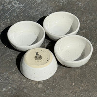 Bol à soupe en céramique grès haute température, motif tribal, blanc moucheté, finition émaillée, fait main, compatible four et micro-ondes, vaisselle