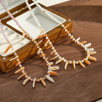Colliers multicouches en acier inoxydable avec pendentif coquillage blanc glamour et perles pour femmes, bijoux fantaisie pour dames, vente en gros TGXL14082