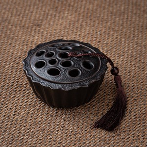 MSH Black Ceramic Lotus Pod Quemador de incienso hueco Agarwood Quemador de incienso para oficina - Product Image 6