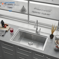 Évier de cuisine artisanal en acier inoxydable SUS304 de haute qualité, design unique, finition décorative, poste de travail commercial, 800x510mm