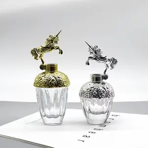 Custom creative design gold unicorn cover glass perfume bottle high-end women men's perfume Wuhu glass bottle holiday gift