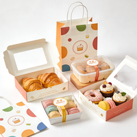 Boîtes à pâtisserie Epack marron et blanches avec fenêtre, petites boîtes à biscuits, macarons, gâteaux, pâtisseries, boîtes en papier kraft pour cupcakes