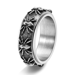<b>Men's</b> Gothic Spider <b>Man</b> Spinner <b>Ring</b> Stainless Steel Waterproof Jewellery with Natural Stone Trendy Gold Plating - Product Image 4
