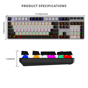 Tasti 108 Full Size rosso interruttore tastiera meccanica Teclado Gamer <span class=keywords><strong>Computer</strong></span> ufficio Teclado Gamer cablato tastiere da gioco ergonomiche - Product Image 6