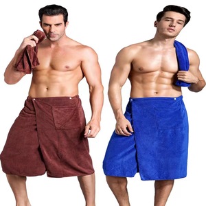 Serviette de bain en tissu éponge pour homme, jupe de couverture ajustable avec ceinture et poche, offre spéciale