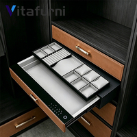Vitafurni Neuheiten Kleiderschrank-Organizer Smart Lock Schmuck-Schubladensafe Grau Fingerabdruck Digitales Passwort Sicherheitsfach
