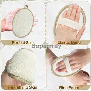 Éponge exfoliante pour le corps en loofah naturel avec logo personnalisé, éponges en loofah qui font mousser bien, exfoliant doux, loofahs de bain de qualité supérieure - Product Image 4