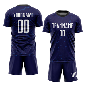 Custom Sublimated Soccer Jersey <b>Kit</b> Team Name Number 00 Dark Blue Short Sleeve Unisex Moisture Wicking All Seasons Apparel - Product Image 1