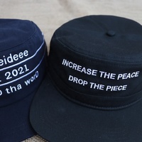 Topi Hip-hop Hitam Klasik Bahan Katun Twill dengan Logo Bordir Kustom Personalisasi, Model Domed Flat Brim untuk Pria, Gaya Pillbox Caps