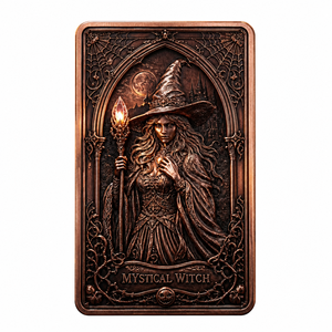 Medaglione Commemorativo Gotico in Rame Invecchiato 3D a Rilievo Alto, 5 OZ, Collezione Halloween, Biglietto Regalo, Tema Strega Mistica - Product Image 6