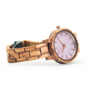 Montre en bois naturel Olive cadran coquille montre à breloque de mode bon marché pour femmes accepter la personnalisation - Product Image 3