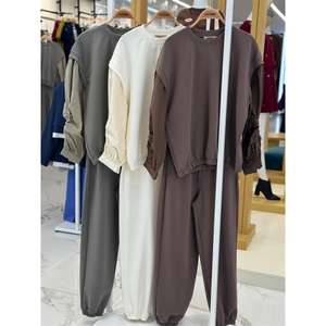 Conjunto de Traje para Mujer S6K Modal, Manga Larga, Tejido Transpirable, Casual, Primavera, Marrón 10249 - Product Image 3