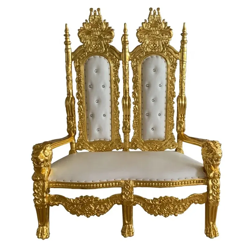 Cadeira de luxo Royal High Back para Casal de Casal de Ouro Loveseat, Cadeira Rei e Rainha, Cadeira de Noiva e noivo para Casamentos e Eventos