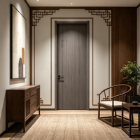 Porte intérieure en MDF de style chinois moderne, finition grain de noyer, insonorisée, ignifuge, design écologique pour chambre et cuisine