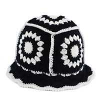 Topi Rajut Wanita Buatan Tangan Motif Bunga Lucu untuk Luar Ruangan, Topi Rajut Ikan Bergaris Bunga yang Imut, Beanie Rajut