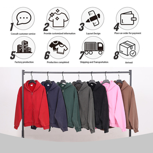 Sweat à capuche zippé vintage OEM, coupe ample et délavée, style boxy, en molleton 400G, double fermeture éclair, pour homme - Product Image 5