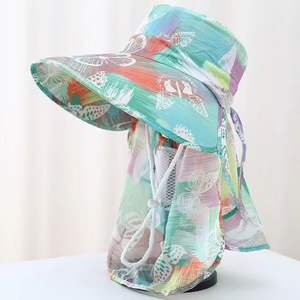 Sombrero de sol de ala ancha para verano con protector facial, transpirable, protección para exteriores para mujer, ciclismo, recolección de té - Product Image 5