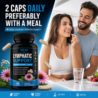 Capsules de soutien lymphatique en gros, supplément de drainage à base de plantes, emballage personnalisé, faible MOQ, approvisionnement direct usine OEM
