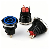 Sweideer IP65 Sakelar Tombol Tekan Logam Hitam Teroksidasi 22mm/25mm/28mm/30mm Momentary/Latching dengan LED & Konektor