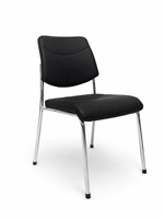 Chaise de visiteur moderne en cuir PU avec pieds en métal chromé, chaise de réunion, de conférence, de réception, de visiteur pour salle de formation scolaire