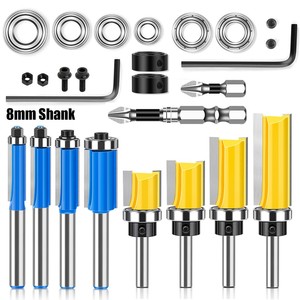 26PC thiết lập 8mm chân cắt tỉa cạnh phay cắt khía <span class=keywords><strong>Router</strong></span> bit hàng loạt kết thúc cắt tỉa cuối nhà máy cắt tỉa máy công cụ - Product Image 1