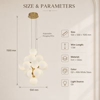 Nouveau design moderne, lustre en verre laiteux avec cadre en fer doré, lampe suspendue multi-têtes, décoration intérieure, salle à manger, hall d'hôtel, garantie 2 ans