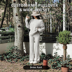 Suéter de Punto Acrílico con Cuello Redondo, Color Sólido, Casual, para Mujer, Primavera/Verano, con Logotipo Personalizado al por Mayor de Loveda, Ecológico - Product Image 2