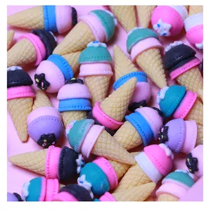 Bulk 100Pcs Resin Chocolate Ice Cream Cone Figurines Ornaments Sweet Ice Cream Cone Slime Charms For Scrapbooking Decoration