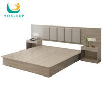 Ensemble de Meubles de Chambre Moderne pour Hôtel 3-5 Étoiles, Lit Queen Size pour Chambre d'Hôtes, Base de Lit en Bois pour Hôtel