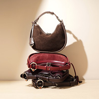 Sac de bras rétro haut de gamme, givré, en forme de croissant, élégant, polyvalent, avec une seule sangle, fermeture à glissière, doublure imperméable en coton