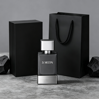 Flacons de parfum carrés noirs personnalisés de luxe avec couvercle magnétique, vides, 30 ml, 50 ml, 100 ml, avec vaporisateurs à pompe et boîtes d'emballage