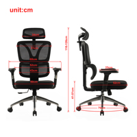 Chaise de bureau moderne pour la maison, dossier réglable en hauteur, mécanisme de verrouillage à trois niveaux, base en aluminium à cinq branches, accoudoirs 4D, noire, ergonomique