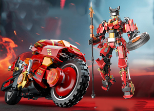 Juego 2 en 1 de Bloques de Construcción 3D de Motocicleta Guerrero Transformable, <span class=keywords><strong>Juguete</strong></span> de Ladrillos para Armar, Regalo de Cumpleaños para Niños, Modelo de <span class=keywords><strong>Juguete</strong></span> - Product Image 4