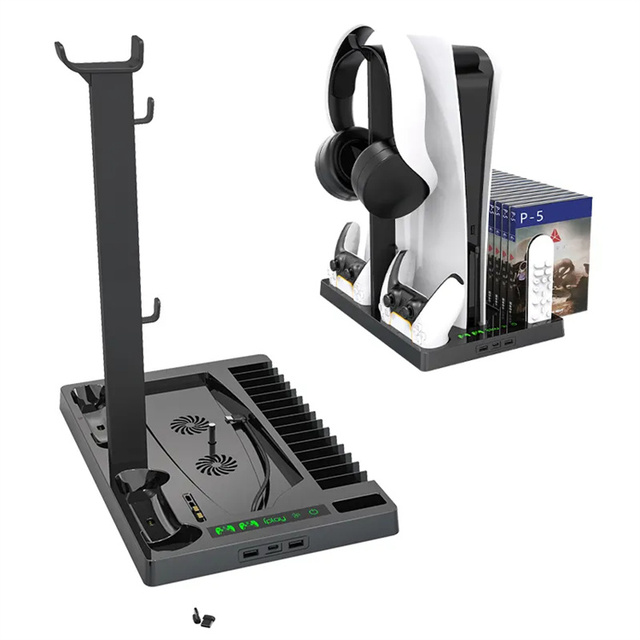 SYY Multifunctional Game Console Cooling Fan Headset CD Discs Storage Bracket Wireless Controller Charging Stand for Accessories