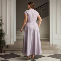 Robe en mousseline grande taille personnalisée avec logo, col en V tendance, tenue de soirée pour femmes rondes, vente en gros, directement du fabricant