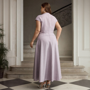 <span class=keywords><strong>Robe</strong></span> en mousseline <span class=keywords><strong>grande</strong></span> <span class=keywords><strong>taille</strong></span> personnalisée avec logo, col en V tendance, tenue <span class=keywords><strong>de</strong></span> soirée pour femmes rondes, vente en gros, directement du fabricant - Product Image 6
