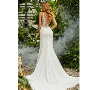 Abito da ballo a sirena di lusso abito da <span class=keywords><strong>sposa</strong></span> con scollo a V senza maniche lungo fino al pavimento abito da sera da donna <span class=keywords><strong>sposa</strong></span> - Product Image 5