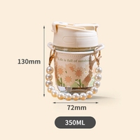 Botellas de vidrio Kawaii bouteille d'eau perle chaîne bouteille d'eau Double boisson verre jus lait Portable étanche tasse à café