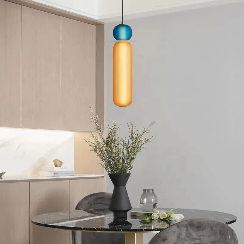 Eigentijdse Interieurdecoratie Oranje Blauw Bolcluster Ontwerp Verlichtingsarmatuur Hanglamp Led Hanglamp