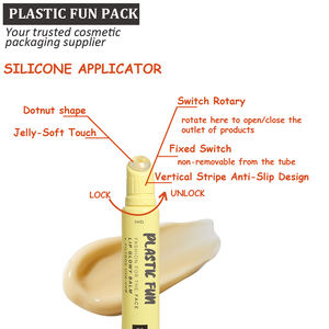 אריזת שפתון פלסטיק ליצירת שפתון לחות, שפופרת ליפ גלוס, סרום לטיפוח העור עם אפליקטור סיליקון בצורת דונאט, ממחסן עודפים. - Product Image 2