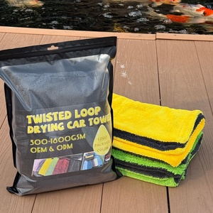 Large 1200GSM Auto Care Detailing Microfiber Double Twist Pile Loop Car Wash Dry Twisted Loop <b>Drying</b> <b>Towel</b> - Product Image 1
