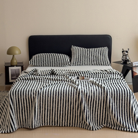 Plaid tricoté rayé moderne et écologique pour salon et chambre, doux et chaud, décoration intérieure, motif avion personnalisé 100%