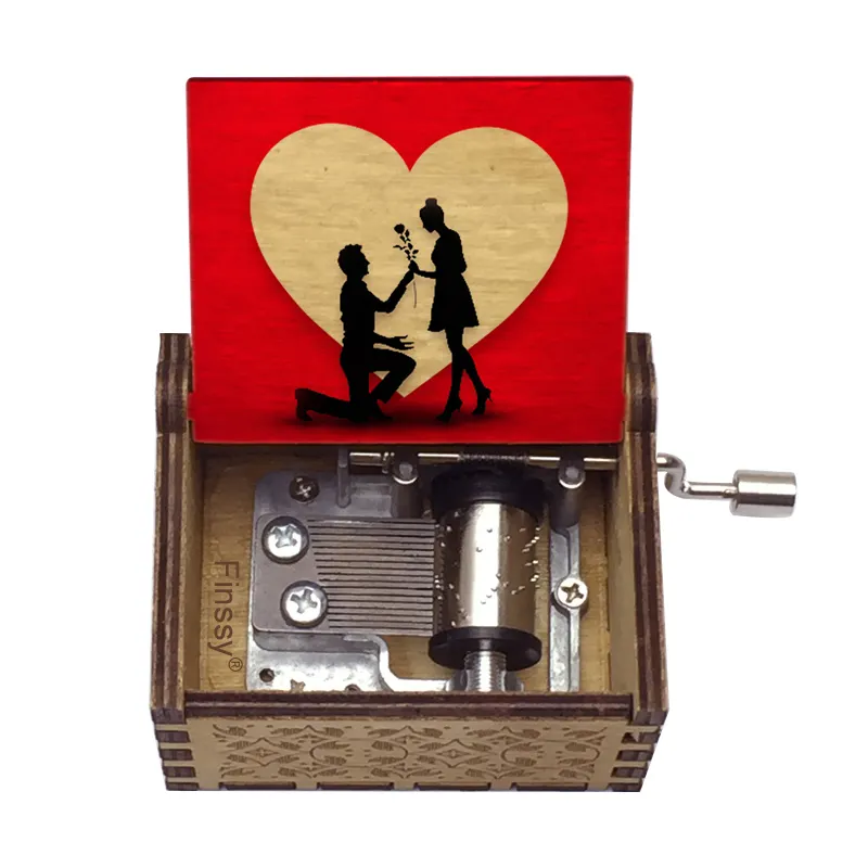 movie love song my heart will go on music box hand crank wooden musical toys girl wife Birthday small gift Home Decoration 16