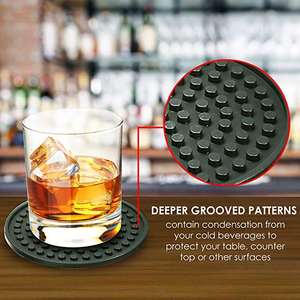 Ensemble de 6 sous-verres en <span class=keywords><strong>silicone</strong></span> de style classique avec support, grand plateau profond de 4,3 pouces pour attraper les déversements de boissons froides, convient à tous les gobelets - Product Image 3