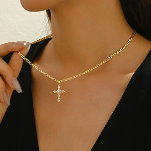 2026 New Exquisite Niche Design Gold Plated <b>Cross</b> Necklace Light Luxury Style Women's Pendant Necklaces Fashionable Jewelry - Product Image 2